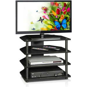 lot 72712 image: Furinno Econ Easy Assembly 4-Tier Petite TV Stand Blackwood