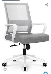 lot 72716 image: Office Swivel Desk Ergonomic mesh Adjustable Lumbar Support Computer Task Back armrest Home Rolling Women Adults Men Chairs Height Comfortable Gaming Guest Reception (Grey)