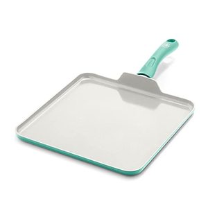 lot 39790 image: GreenLife Soft Grip Ceramic Nonstick Griddle Pan, Turquoise (11) (Appears Used) (SOLD AS IS)