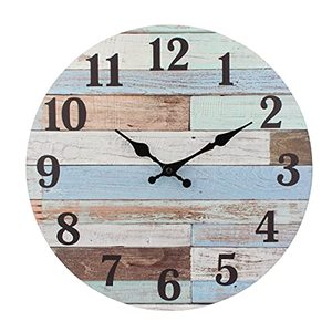 lot 39796 image: Stonebriar Vintage Coastal Worn Round Battery Operated Wall Clock, Blue  (14)