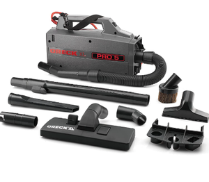 lot 59387 image: ORECK COMMERCIAL XL Pro 5 Super Compact Canister Bagged Vacuum Cleaner with Attachments, Black