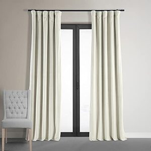 lot 60669 image: HPD Half Price Drapes Signature Velvet Blackout Curtains, Porcelain White  (50 X 120)