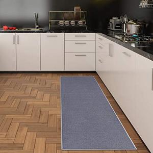 lot 60688 image: Ottomanson Ottohome Collection Solid Design Non Slip Rubberback Runner Rug, Grey  (23 x 6)