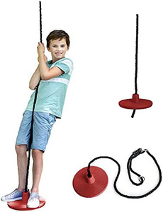 lot 60692 image: Squirrel Products Heavy Duty Plastic Tree Disc Rope Swing, Red