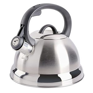 lot 60853 image: Mr. Coffee Flintshire Stainless Steel Whistling Tea Kettle, Brushed Satin  (1.75qt)