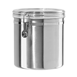 lot 60885 image: Oggi Airtight Canister with Clear Arylic Lid and Locking Clamp, Stainless Steel  (150oz)