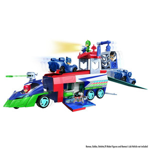 lot 60891 image: Just Play PJ Masks PJ Seeker Vehicle Playset with Lights and Sounds, Includes Catboy and Cat-Car, Stores Up to 4 Vehicles, Kids Toys for Ages 3 up