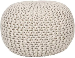 lot 60895 image: Dcor Therapy Lola Round Lurex Pouf, Off White  (20 x 20 x 14)