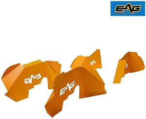 lot 60902 image: EAG JK Front and Rear Inner Fender Kit with Logo Cut Fit, Yellow  (6pcs)