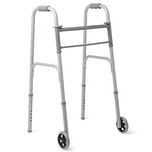 lot 60911 image: Medline Easy Care Two-Button Folding Walkers With 5 Wheels