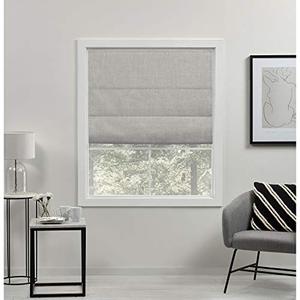 lot 60916 image: Exclusive Home Acadia 100% Blackout Roman Shade, Silver  (23 x 64)