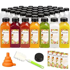 lot 60936 image: Tomnk Empty Plastic Juice Bottles with Caps, Clear  (12oz)  (100pcs)