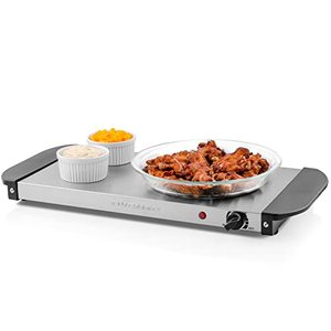 lot 61362 image: Ovente Electric Food Buffet Warmer with Stainless Steel Flat Warming Tray, Silver (See photos)