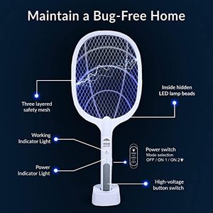 lot 61385 image: WBM Smart 2 in 1 Rechargeable Electric Bug Zapper, White  (Retails $50)