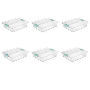 lot 61397 image: Sterilite Large Clip Box, Clear with Blue Aquarium Latches   (6 Pack)