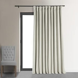 lot 61398 image: HPD Half Price Drapes Extra Wide Blackout Curtain Signature Velvet, Off White  (1 Panel)  (100 X 108)