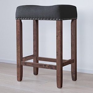 lot 61799 image: Nathan James Hylie Nailhead Wood Pub-Height Kitchen Counter Bar Stool, Black and Dark Brown  (24)