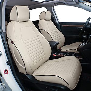 lot 61806 image: EKR Custom Fit Full Set Car Seat Covers for Select Honda CRV 2015 2016 - Leatherette, Beige