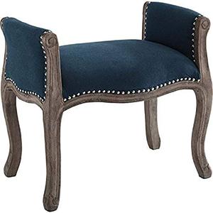 lot 61811 image: Modway Avail Vintage French Upholstered Fabric Entryway Bench, Navy
