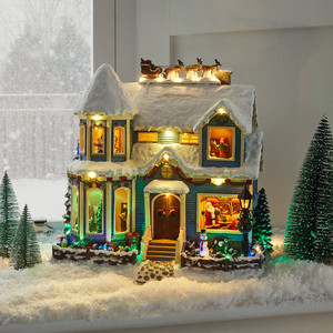 lot 61824 image: Light Up Christmas House Miniature Village Decoration