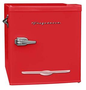 lot 61839 image: FRIGIDAIRE Retro Bar Fridge with Side Bottle Opener, Red  (1.6 cu ft)