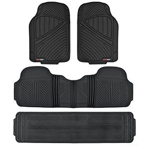 lot 61849 image: Motor Trend 3-Row Heavy Duty Rubber Floor Mats & Liners, Black  (See Description)