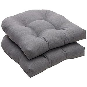 lot 62267 image: Pillow Perfect OutdoorIndoor Rave Graphite Round Tufted Seat Cushions, Gray  (2 Count)