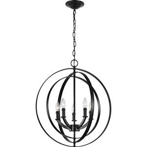 lot 62277 image: Equinox Collection 5-Light Traditional Sphere Pendant Light, Matte Black