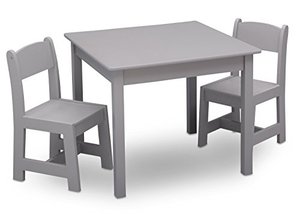 lot 62282 image: Delta Children MySize Kids Wood Table and Chair Set, Grey  (3pcs)