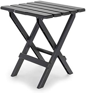lot 62665 image: Camco Large Adirondack Portable Outdoor Folding Side Table, Charcoal