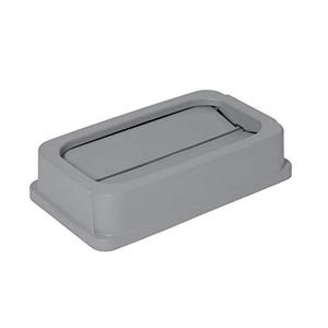 lot 62677 image: Amazon Commercial Double Flip Lid for Slim Trash Can, Grey  (23 Gallon)