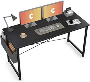 lot 4708 image: Retail $119.99 Cubiker Computer Desk 55 inch Home Office Writing Study Desk, Modern Simple Style Laptop Table with Storage Bag, Black