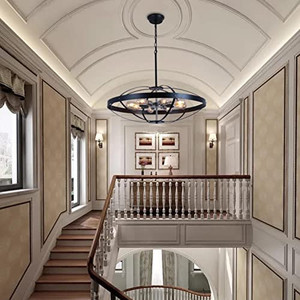 lot 4718 image: Retail $269.99 MXFLES Large Chandelier Fixtures,UFO Style Pendant&nbsp Black &amp Brush Nickel Finish