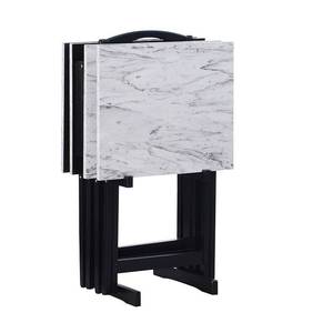 lot 4725 image: Linon Home White Faux Marble Tray Set