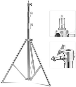 lot 4740 image: Retail $52.99 SUPON Stainless Steel Light Stand 110 2.8m, Spring Cushioned Heavy Duty Tripod
