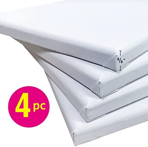 lot 4744 image: PHOENIX White Cotton Stretched Canvases for Painting, 58 Profile, Triple Primed for Oil and Acrylic Paintings, 16x20 4-Pack