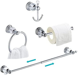 lot 4766 image: Ralbay Crystal Bath Towel Bar, Premium Crystal Stainless Steel 5 Pieces Bathroom Hardware
