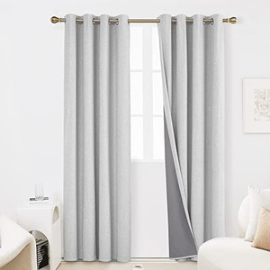 lot 4767 image: Curtains Grommet Window Curtains for Bedroom 2 Panel Set Gray