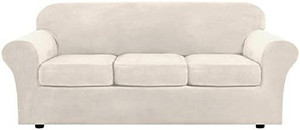 lot 4768 image: Retail $53.99 Modern Velvet Plush 4 Piece High Stretch Sofa Slipcover Sofa Cover Furniture Protector