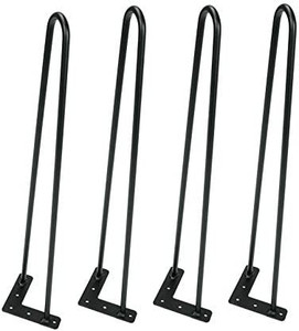 lot 4773 image: 22 Metal Industrial Hairpin Legs (Set of 4),38 Black Two-Rod Mid Century Modern Style Heavy Duty Solid