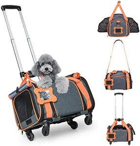 lot 4776 image: Retail $89.99 LOOBANI Expandable Pet Carrier with wheels Airline Approved for Small Dogs & Cats Puppy