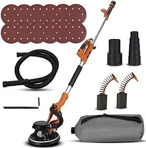 lot 4777 image: Retail $140.00 Drywall Electric Sander Machine - Handheld Disc Sander Power Tools with Pole Extension, Dust Collector Bag and Vacuum Attachment
