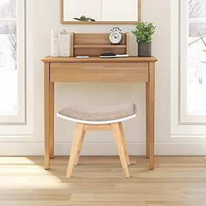 lot 4779 image: Retail $72.99 IWELL Vanity Stool with Rubberwood Legs, Makeup Bench Dressing Stool, Padded