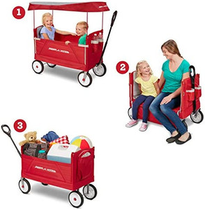 lot 4780 image: Retail $109.99 EZ Fold Radio Flyer 3-in-1 Cart, Canopy, Red
