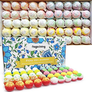 lot 4785 image: Retail $69.99 Organic Bath Bombs Gift Set, 50 Handmade Bulk Bath Bombs For Kids, Women, Men