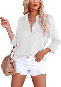 lot 4786 image: Womens Long Sleeve V Neck Satin Shirts Casual Work Blouse