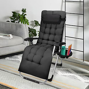 lot 4789 image: Retail $129.99 Suteck Oversized Zero Gravity Chairs,500 lbs Patio Lounge Chairs with Soft Pad and Cup Holder Adjustable