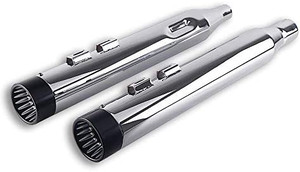 lot 4790 image: Retail $249.99 SHARKROAD Super Loud Version Chrome 4�� Slip On Mufflers Exhaust Pipe for Harley