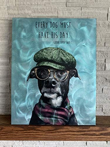 lot 5709 image: Ilove Home Decor Metal Wall Art - Dog Decor Wall Print - Realistic Wall Art Dog with Quote 24x16x1