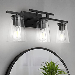 lot 5720 image: AXNINE Matte Black Vanity Lighting fixtures Over Mirror, 3 Light Farmhouse Modern Lamp for Bathroom Above Mirror, Industrial Vanity Sconce Fixture
